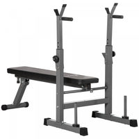 Soozier Adjustable Weight Bench, Foldable Bench Press With Barbell Rack And Dip Station For Home Gym
