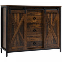 HOMCOM Industrial Buffet Cabinet Kitchen Sideboard with Sliding Barn Doors