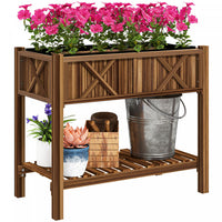 Outsunny Wooden Raised Planter Box, Flower Bed, 34
