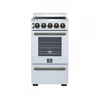 Forno Pallermo 20 Inch Electric Range in White, 2.05 cu.ft. - FFSEL6051-20WHT | Cuisiniere electrique Pallermo de 20 po, blanche, capacite totale de 2,05 pi³ - FFSEL6051-20WHT