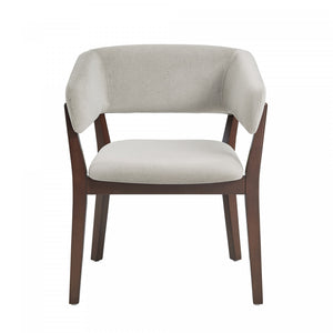 Blake Modern Wood Faux Mohair Armchair in Greige