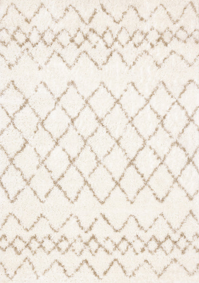 Taylor Cream Brown Lattice Shag Rug, 5'3" x 7'7" Indoor Area Rug | Tapis Taylor creme en treillis marron, 5'3" x 7'7"