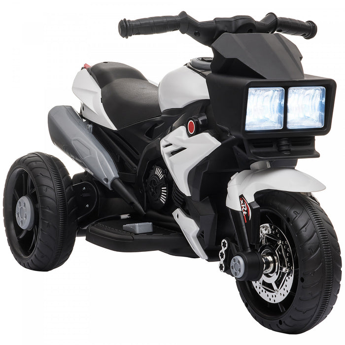 Aosom Kids Electric Pedal Motorcycle Powered Ride-On Toy 6v Battery Powered W/ Music Horn Headlights Motorbike For Girls Boy White