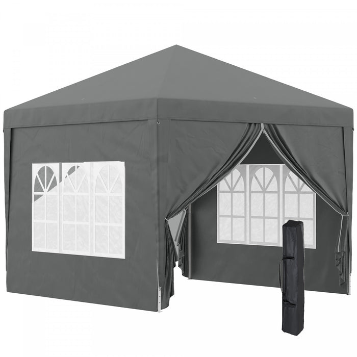 Outsunny 10'x10' Outdoor Pop Up Party Tent With Carrying Bag Dark Grey
