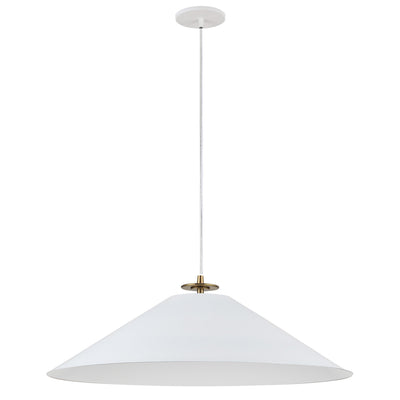 Dainolite Prudence 1 Light Pendant Aged Brass Finish Matte White Shade Lamp|Luminaire suspendu Prudence de Dainolite avec abat-jour blanc mat, fini laiton vieilli et 1 ampoule