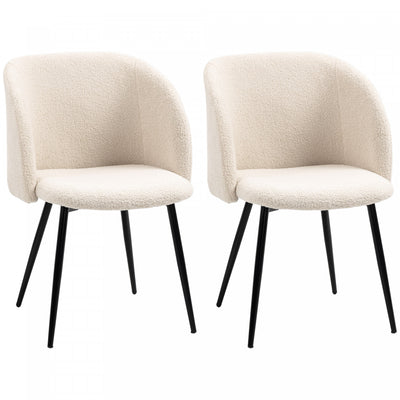 HOMCOM Dining Chairs Set of 2, Upholstered Kitchen Chairs with Backrest