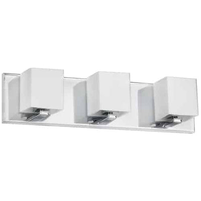 Dainolite Verona 3 Light Vanity Light Polished Chrome Finish White Glass Shade Lamp|Lumière de coiffeuse Verona de Dainolite avec abat-jour en verre blanc, fini chromé poli et 3 ampoules