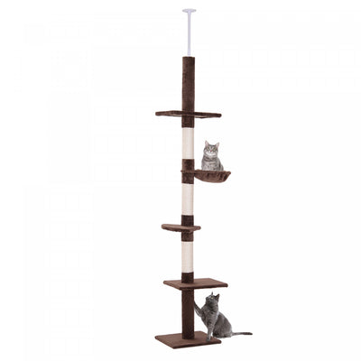 Pawhut 8.5ft Cat Climbing Tree 5-tier Kitty Activity Center Floor-to-ceiling Cat Climber Toy With Sc|Pawhut 8.5ft Chat Escalade Arbre 5 Niveaux Kitty Centre D'activites Du Sol Au Plafond Chat Grimpeur