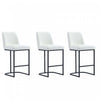 Serena Modern Metal Upholstered Counter Stool in White - Set of 3 Bar Stool