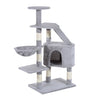 Pawhut 49\" Cat Tree With Hammock, Cat Condo Tower With Scratching Post For Indoor Cats, Grey