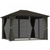 Outsunny 10' X 12' Deluxe Hardtop Gazebo With Curtains And Netting, Grey
