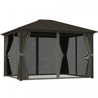 Outsunny 10' X 12' Deluxe Hardtop Gazebo With Curtains And Netting, Grey