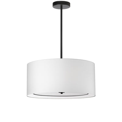 Dainolite Porscha 4 Light Pendant Small Matte Black White Shade Lamp|Petit luminaire suspendu Porscha de Dainolite avec abat-jour blanc, fini noir mat et 4 ampoules