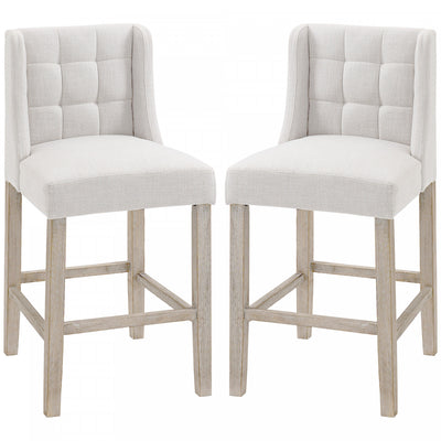 HOMCOM Modern Counter Bar Stools Upholstered Counter Chairs Set of 2 Beige