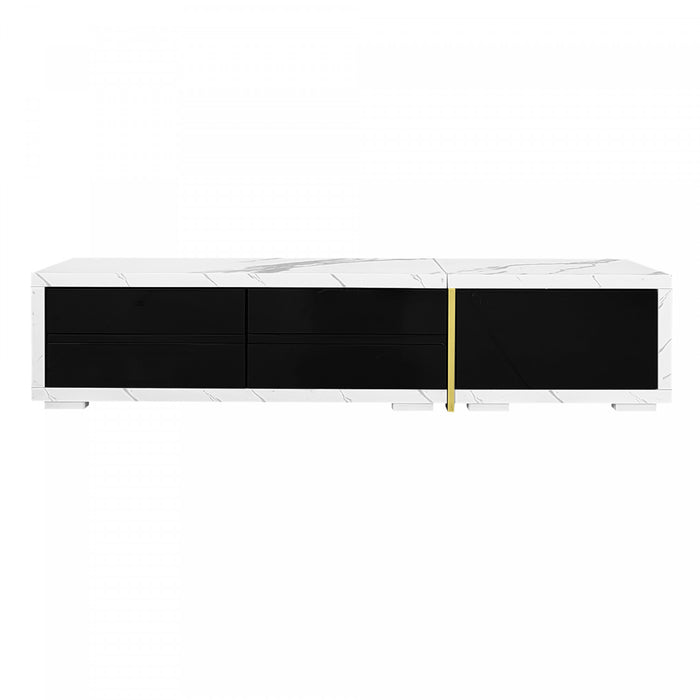 Liam 55.1\"–102\" Modern TV Cabinet with Adjustable Length and Rotating Function,White Tv Stand
