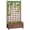 Outsunny Raised Garden Bed With Trellis For Climbing Vines, Wood Garden Planter Box, Free Standing Flower Pot, Indoor & Outdoor Display Rack, Brown