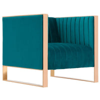 Manhattan Comfort Trillium Velvet Accent Chair - Teal & Gold