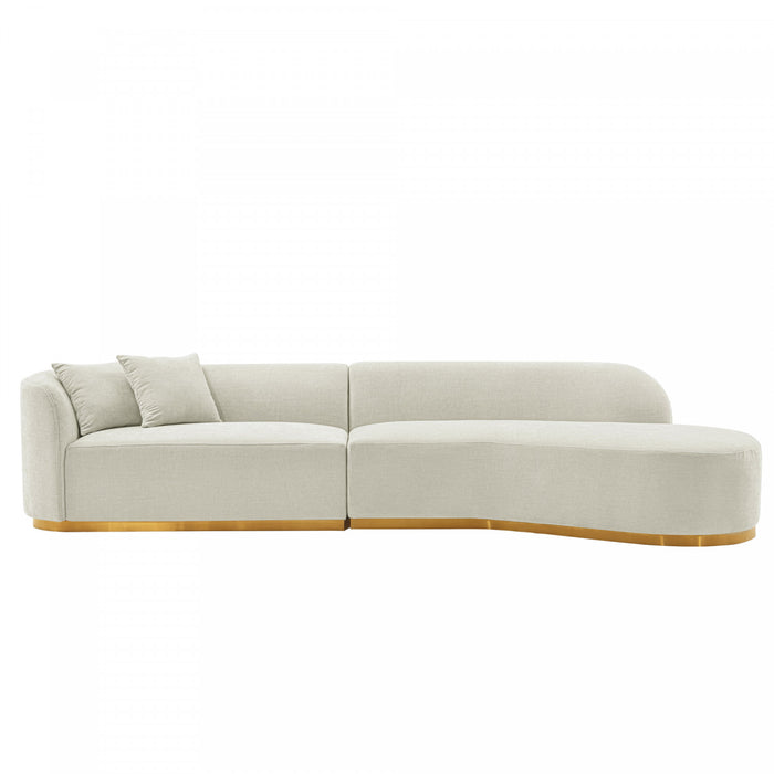 Daria Modern 132\" Chenille Sectional in Ivory