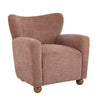 Wingate Cozy Wingback Armchair with Premium Fabric and Solid Wood Legs, Coral, Teak | Wingate Fauteuil Aile Confortable en Tissu Premium et Pieds en Bois Massif, Corail, Teck