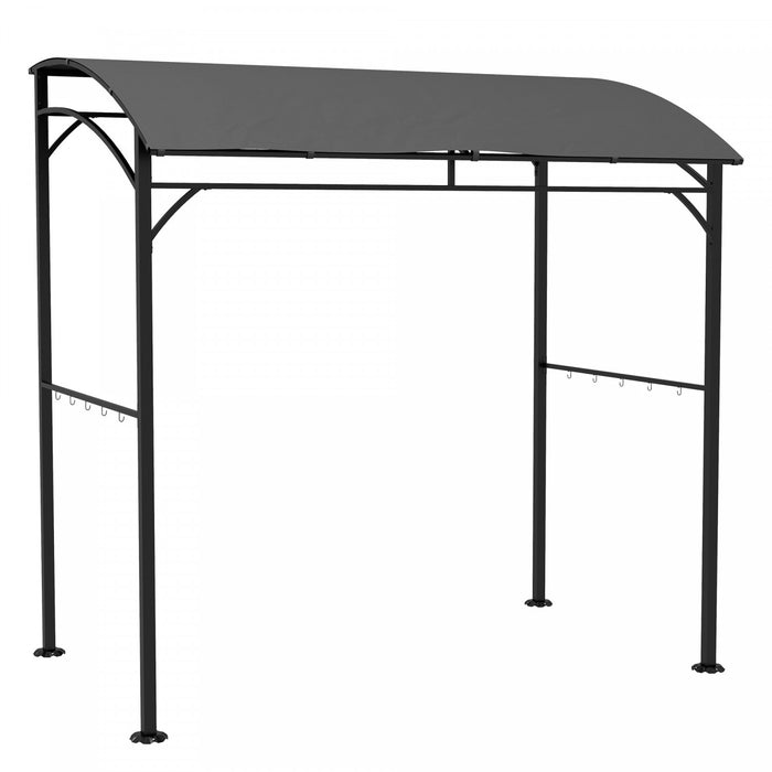 Outsunny 7' X 5' Bbq Grill Gazebo Tent With Steel Frame Hooks Charcoal Grey