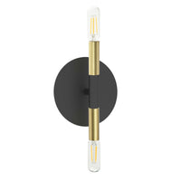 Dainolite Wand 2 Light Wall Sconce Matte Black/Aged Brass Lamp