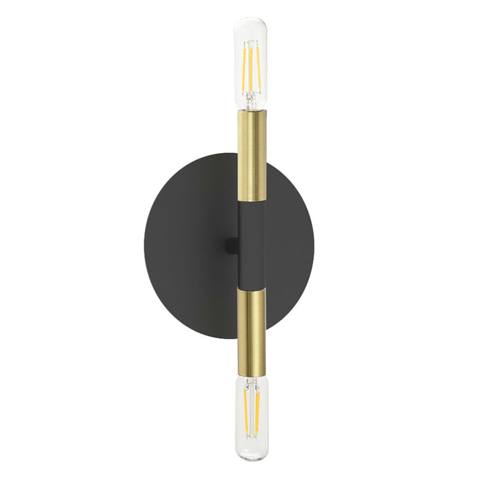 Dainolite Wand 2 Light Wall Sconce Matte Black/Aged Brass Lamp
