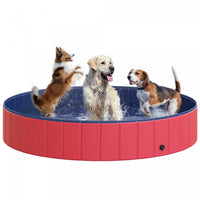 Pawhut Folding Dog Pool Portable Pet Kiddie Swimming Pool, Outdoor/indoor Puppy Bath Tub With Nonsli