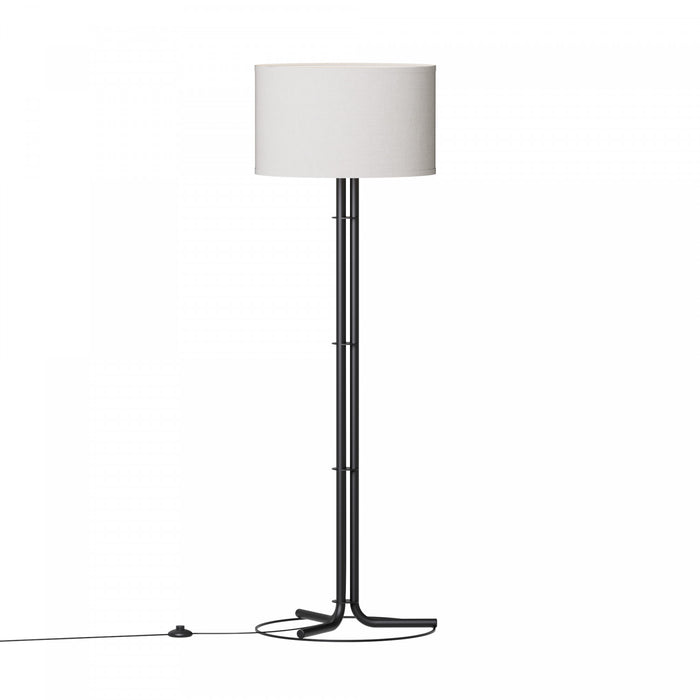 62\" Black Floor Lamp with Cylindrical Shade
