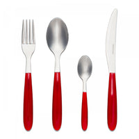 Arimi Nilu Italian Stainless Steel 24 Piece Flatware Set - Service For 6 - Red Handle