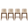 Lois Rubber Wood Counter Stool Set of 4 with Upholstered Seat and Footrest,Beige