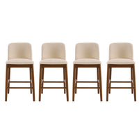 Lois Rubber Wood Counter Stool Set of 4 with Upholstered Seat and Footrest,Beige
