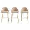Gracie Modern Metal Upholstered Barstool in Tan and Gold - Set of 3