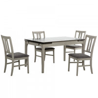 Halston 5-Piece Dual Leaf Extendable Wood Dining Set with Chairs, Dark Grey (Seats 4-8) 