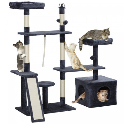 Pawhut 53" Cat Tree, Multi-level Cat Tower For Indoor Cats With Sisal Scratching Posts, Cat Condo, B|Pawhut Arbre A Chat De 53", Tour A Plusieurs Niveaux Pour Chats D'interieur Avec Griffoirs En Sisal,