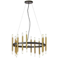 Dainolite Derry 24 Light Chandelier Matte Black/Aged Brass Lamp