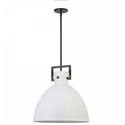 Dainolite Liberty 1 Light Pendant Matte Black Finish Matte White Metal Shade Lamp|Luminaire suspendu Liberty de Dainolite avec abat-jour en métal blanc mat, fini noir mat et à 1 ampoule
