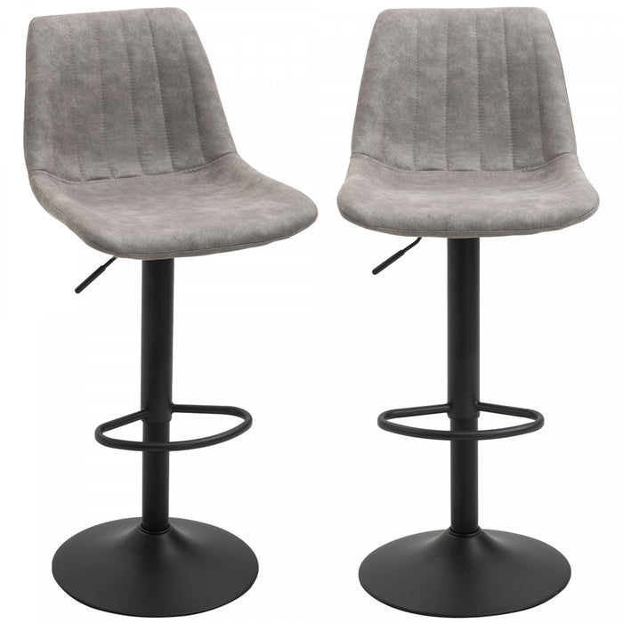 HOMCOM Adjustable Bar Stools Set of 2, Leathaire Swivel Barstools w/ Back