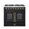 Forno Galiano 36\" French Door Dual Fuel Range, Black, 5.36 cu. ft. - FFSGS6356-36BLK