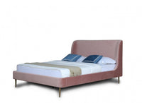Heather Mid-Century Modern Velvet Upholstered Full Bed in Blush and Gold 