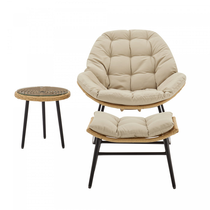 Benson Modern 3-Piece Lounge Chair Set in Cream