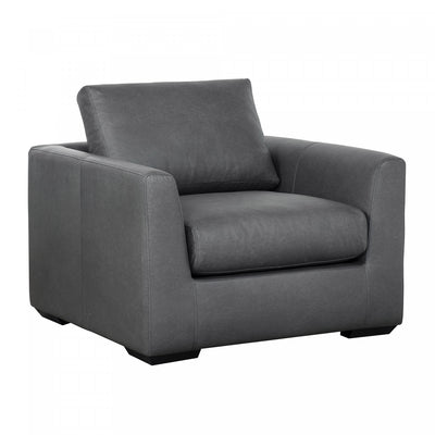 Cleo Contemporary Upholstered Accent Chair in Pewter | Fauteuil d’appoint contemporain Cleo en tissu gris etain