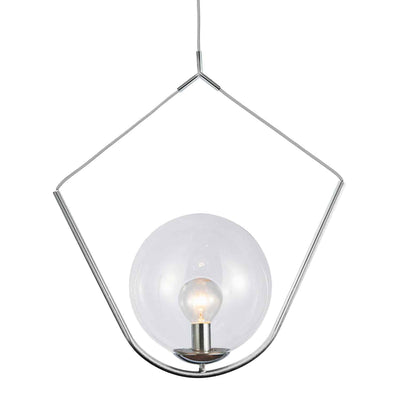 Dainolite Orion 1 Light Pendant Polished Chrome Finish Clear Glass Lamp|Luminaire suspendu Orion de Dainolite en verre transparent, avec fini chromé poli et 1 ampoule