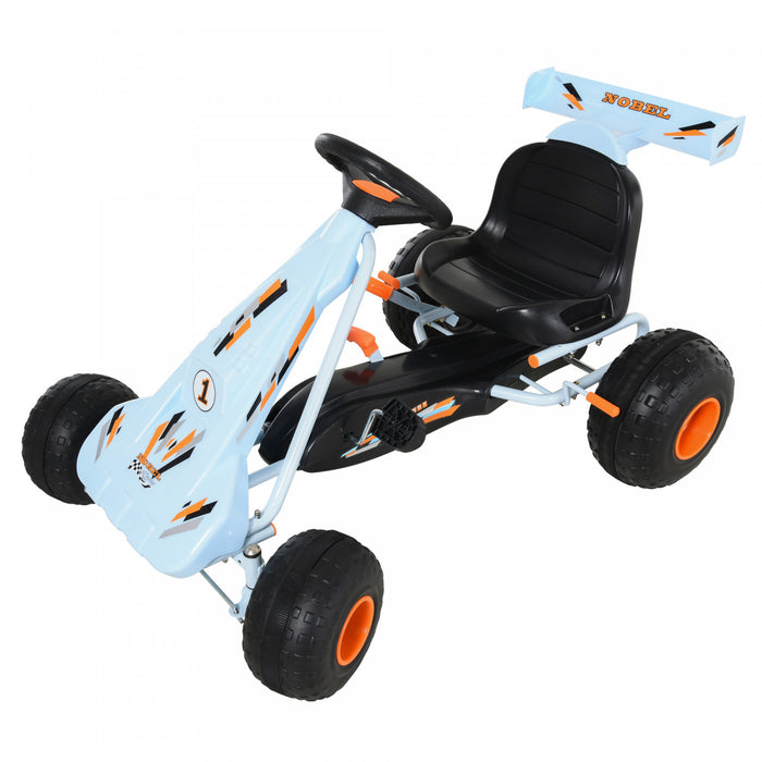 Aosom Pedal Go Kart Children Ride On Car Cute Style With Adjustable Seat, Plastic Wheels, Handbrake And Shift Lever For 3-6 Years Old Boys And Girls