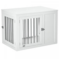 PawHut Furniture Style Dog Crate with Two Doors, End Table Pet Cage Kennel with Locks, for Medium Dogs - White