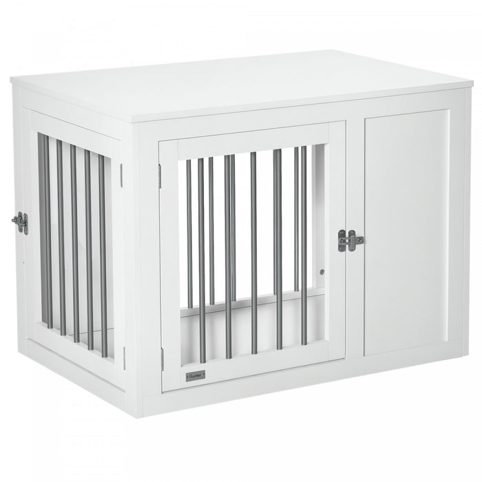 PawHut Furniture Style Dog Crate with Two Doors, End Table Pet Cage Kennel with Locks, for Medium Dogs - White