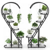 Costway 5 Tier Metal Plant Stand Heart-shaped Shelf With Hanging Hook For Multiple Plants Black
