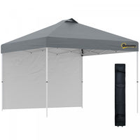 Outsunny 10' X 10' Pop Up Canopy Tent With Sidewall And Bag, Grey