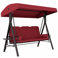 Outsunny 3 Seater Porch Swing Heavy Duty Outdoor Swing Chair, Wine Red