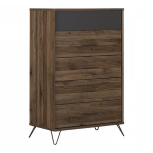 Olvyn 5-Drawer Chest Storage Unit - Natural Walnut Charcoal