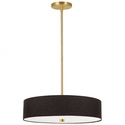 Dainolite Everly 4 Light Pendant Aged Brass Finish Black Shade Lamp|Luminaire suspendu Everly de Dainolite avec abat-jour noir, fini laiton vieilli et 4 ampoules